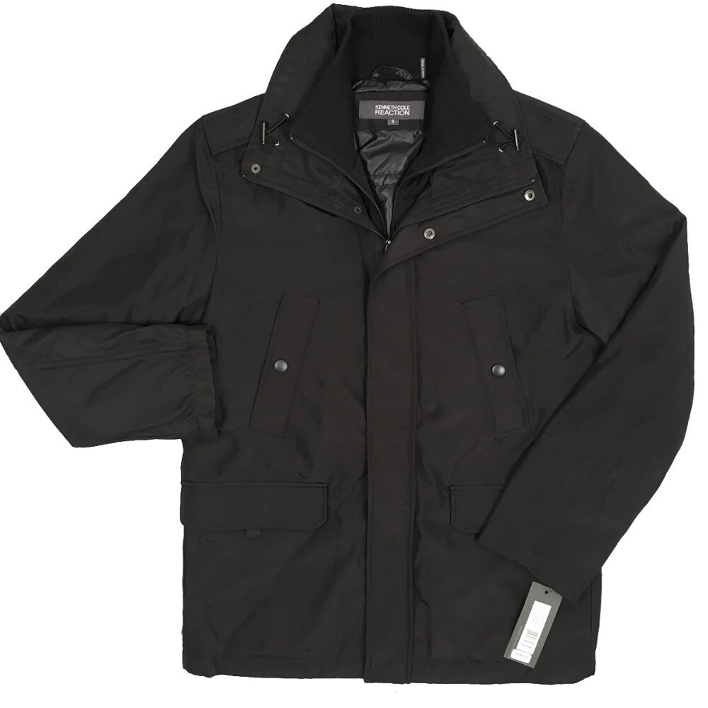 NEW $195 Kenneth Cole Reaction Jacket! Black Poly With Quilted Insulated Lining
